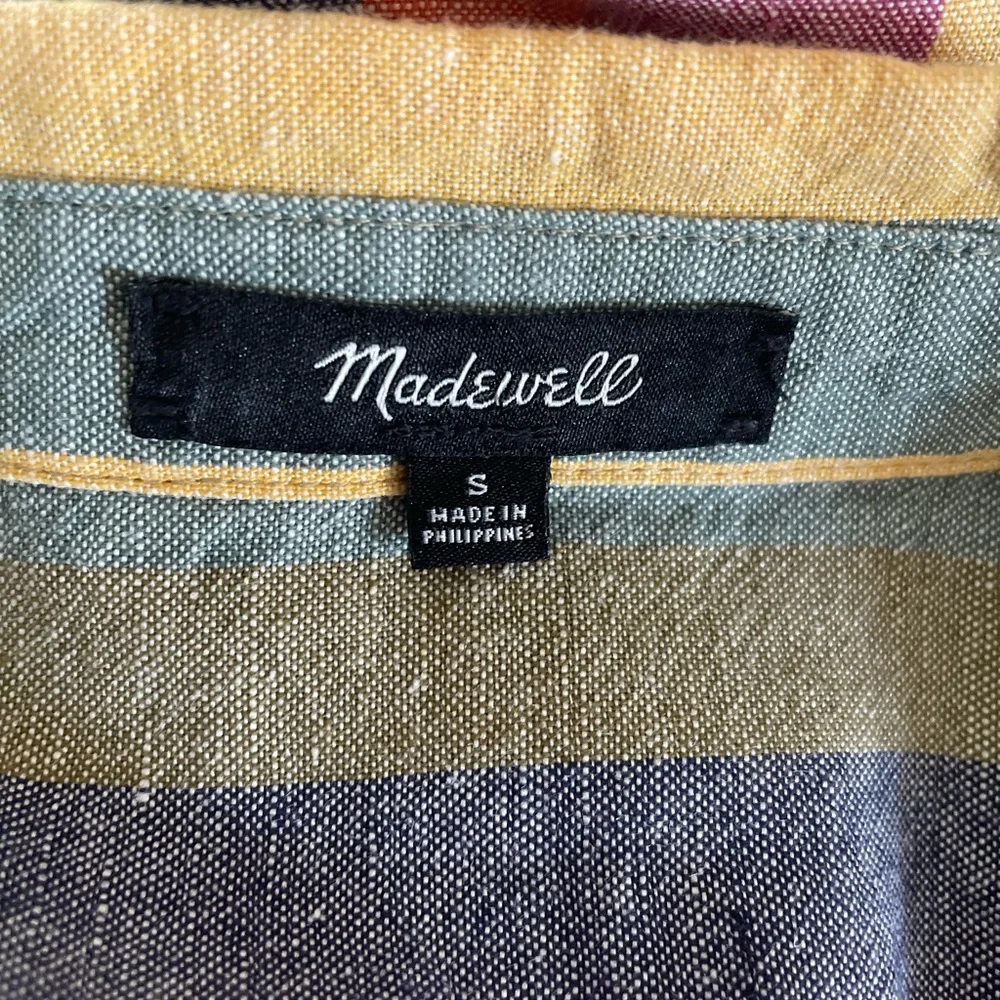 Madewell Short Sleeve Tie Front Rainbow Striped Button Up Shirt Small - Picture 3 of 8